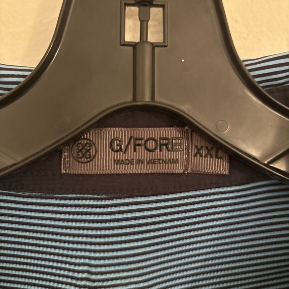 G/Fore Men's Golf Polo Shirt Size XXL Black and Blue Striped - Picture 2 of 5